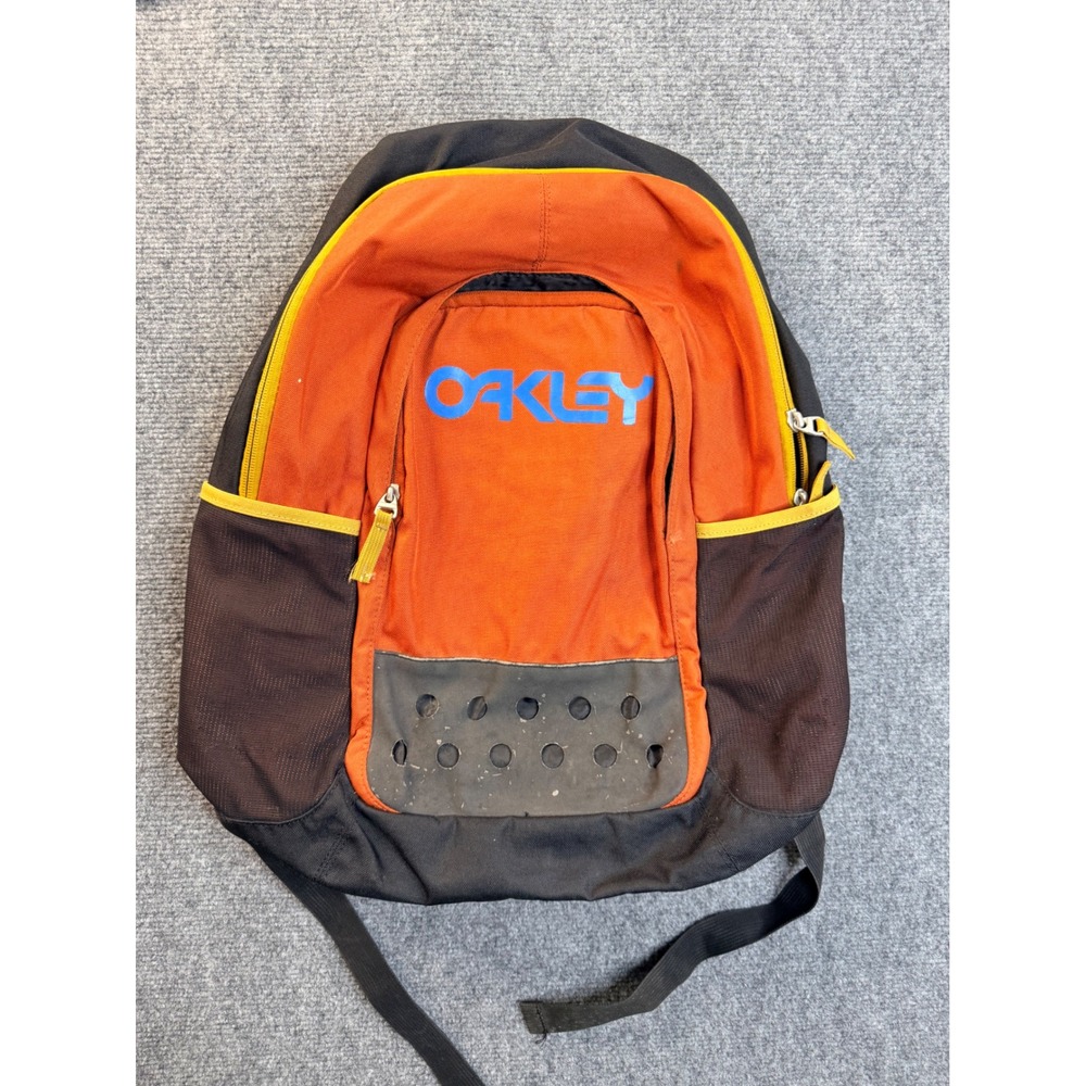 Oakley Backpack Orange Black Blue Logo Y2K Streetwear School Bag FA15 92595 87T